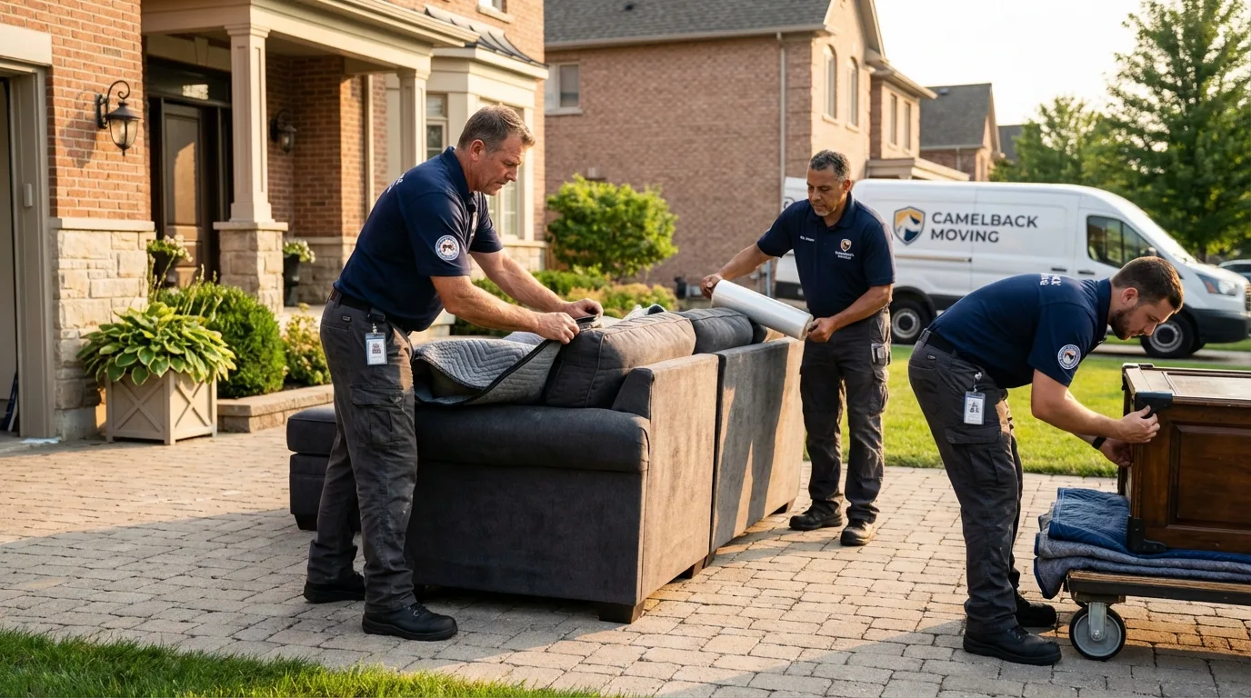 Large estate moving crew wrapping furniture in Latrobe, PA
