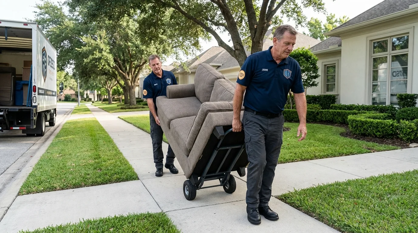 Local residential moving crew loading furniture in Latrobe, PA