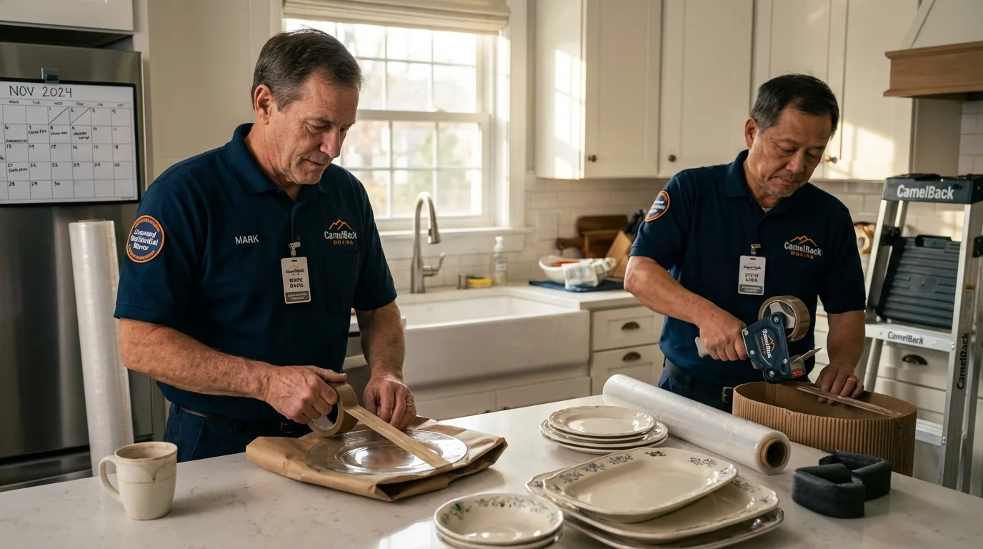 Professional crew packing kitchen dishware in Latrobe, PA
